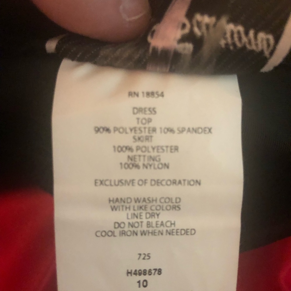 Rare Editions Black Velvet and Red Satin Lace Patterned Dress - Picture 6 of 7